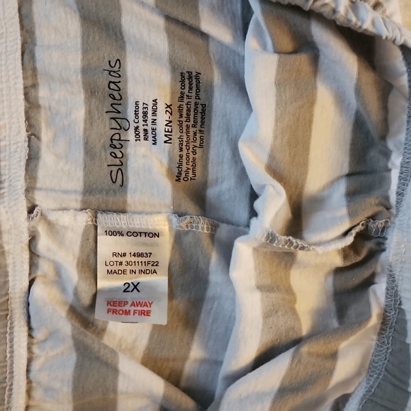 Men's 100% Cotton Gray and White Striped Pj Pants - Picture 3 of 3